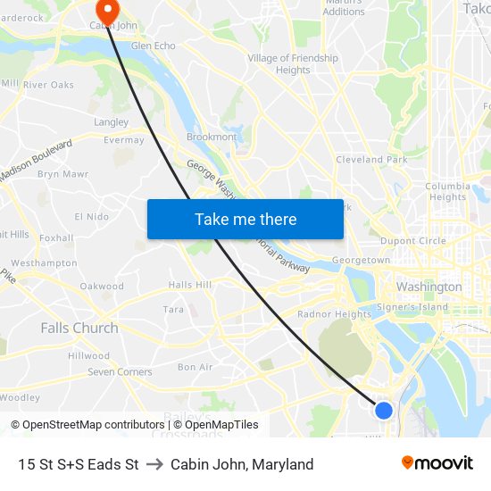 15 St S+S Eads St to Cabin John, Maryland map