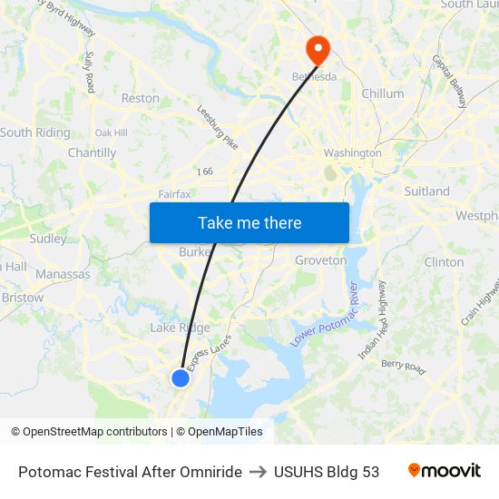 Potomac Festival After Omniride to USUHS Bldg 53 map