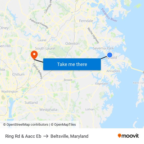 Ring Rd & Aacc Eb to Beltsville, Maryland map