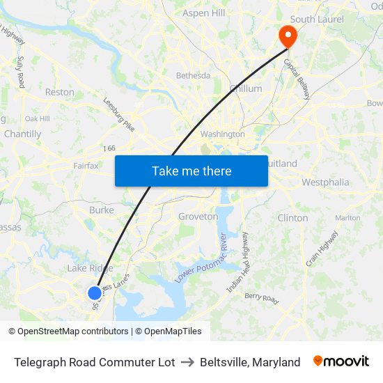 Telegraph Road Commuter Lot to Beltsville, Maryland map