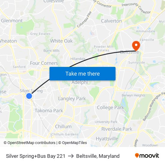 Silver Spring+Bay 221 to Beltsville, Maryland map