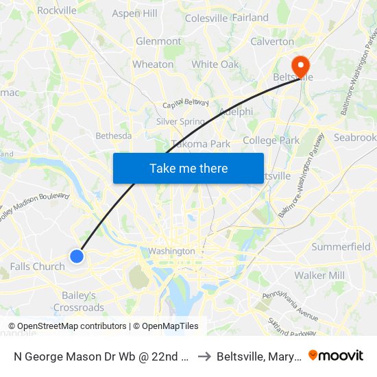 N George Mason Dr Wb @ 22nd St N Ns to Beltsville, Maryland map