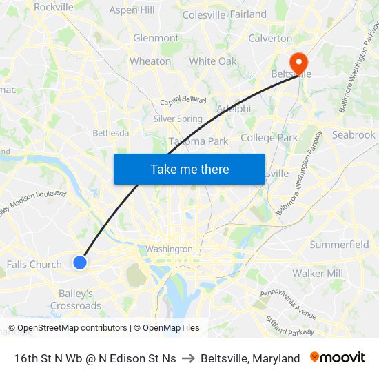 16th St N Wb @ N Edison St Ns to Beltsville, Maryland map