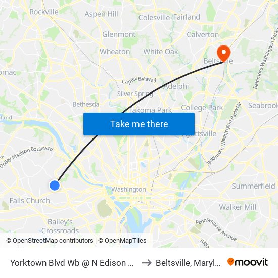 Yorktown Blvd Wb @ N Edison St Ns to Beltsville, Maryland map