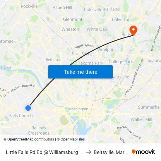 Little Falls Rd Eb @ Williamsburg Blvd MB to Beltsville, Maryland map