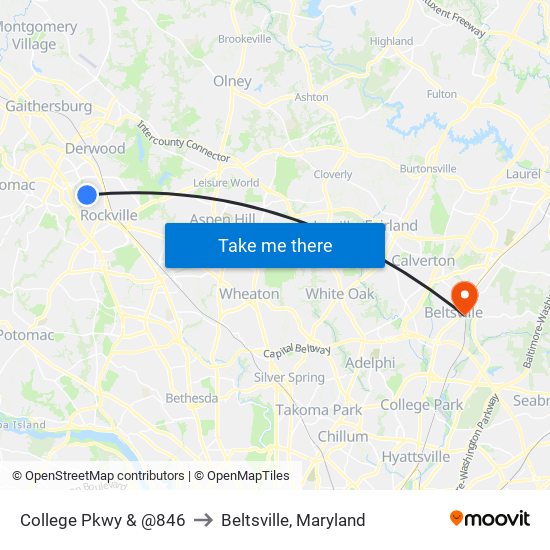 College Pkwy & @846 to Beltsville, Maryland map