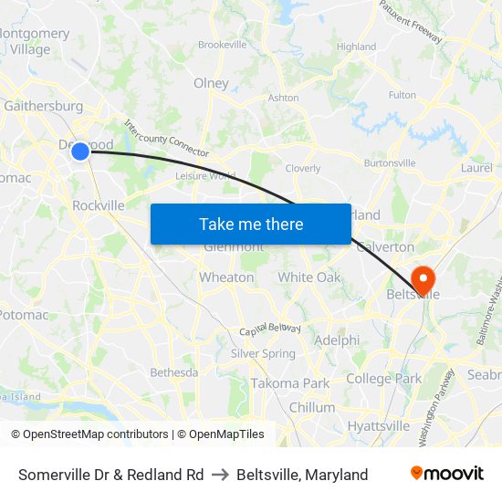 Somerville Dr & Redland Rd to Beltsville, Maryland map