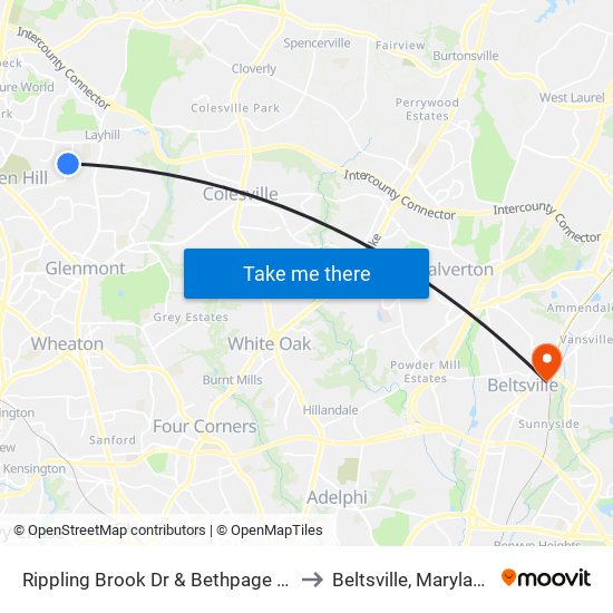 Rippling Brook Dr & Bethpage Ln to Beltsville, Maryland map