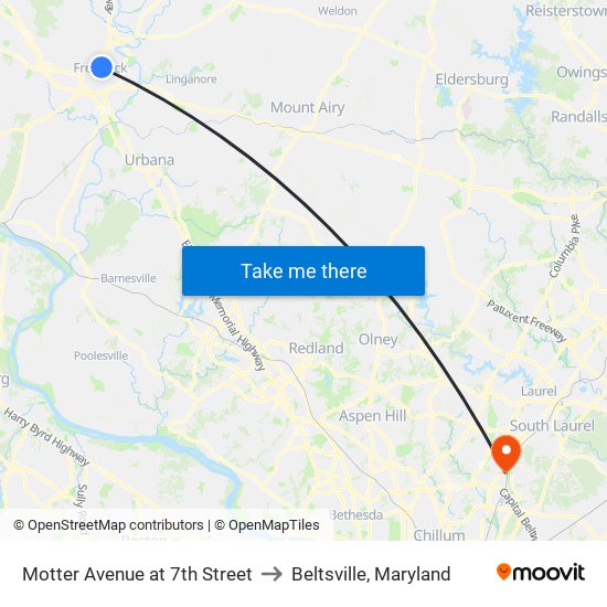 Motter Avenue at 7th Street to Beltsville, Maryland map