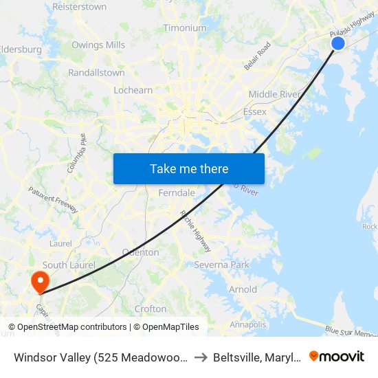 Windsor Valley (525 Meadowood Dr) to Beltsville, Maryland map