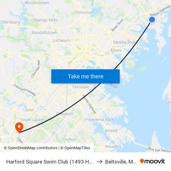 Harford Square Swim Club (1493 Harford Square Dr) to Beltsville, Maryland map