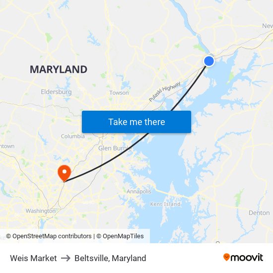 Weis Market to Beltsville, Maryland map