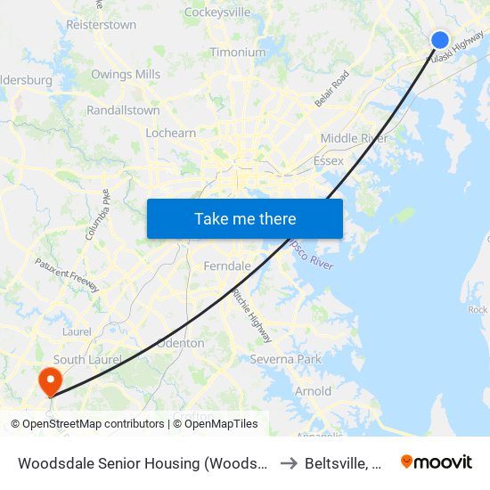 Woodsdale Senior Housing (Woodsdale Rd & Penny Ln) to Beltsville, Maryland map