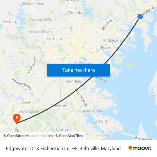 Edgewater Dr & Fisherman Ln to Beltsville, Maryland map