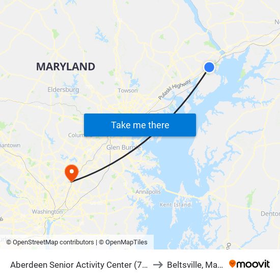 Aberdeen Senior Activity Center (7 Franklin St) to Beltsville, Maryland map