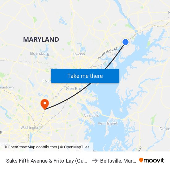 Saks Fifth Avenue & Frito-Lay (Guard Shack) to Beltsville, Maryland map