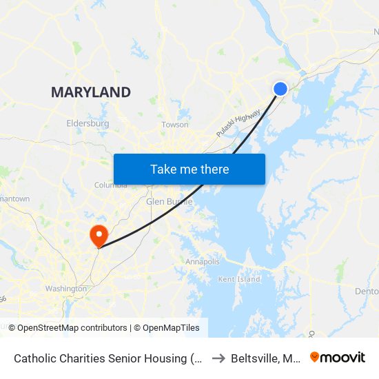 Catholic Charities Senior Housing (901 Barnett Ln) to Beltsville, Maryland map