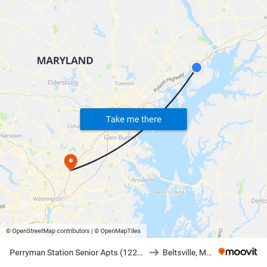 Perryman Station Senior Apts (1220 Perryman Rd) to Beltsville, Maryland map