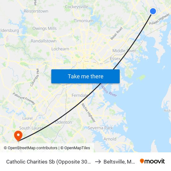 Catholic Charities Sb (Opposite 3001 St. Clair Ln) to Beltsville, Maryland map