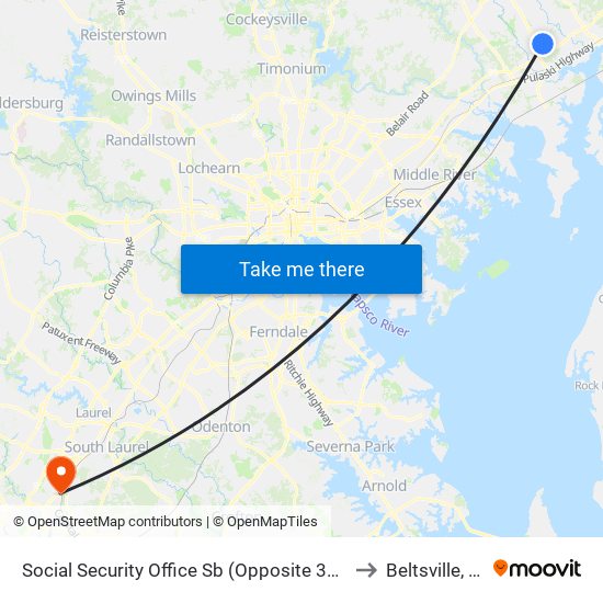 Social Security Office Sb (Opposite 3415 Box Hill S Corp Ctr Dr) to Beltsville, Maryland map