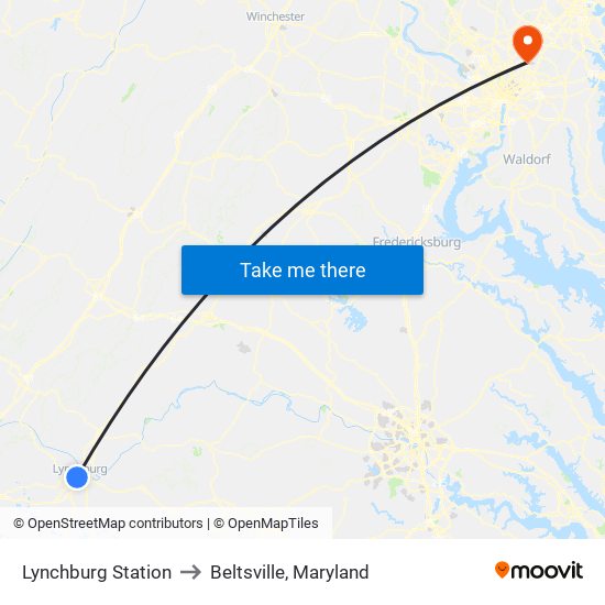 Lynchburg Station to Beltsville, Maryland map