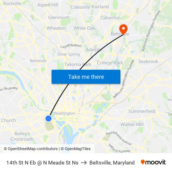 14th St N Eb @ N Meade St Ns to Beltsville, Maryland map