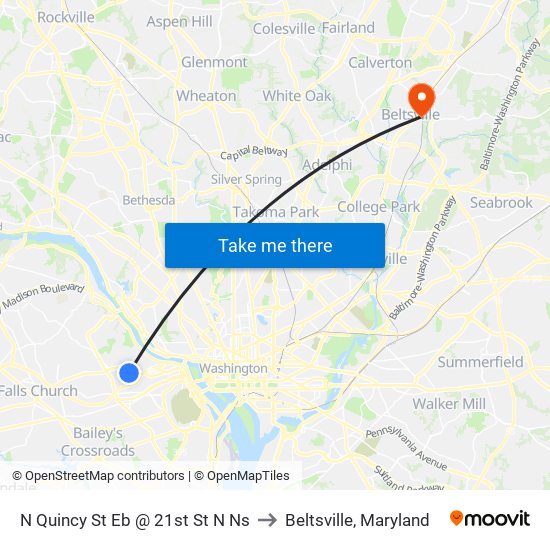 N Quincy St Sb @ 21st St N Ns to Beltsville, Maryland map