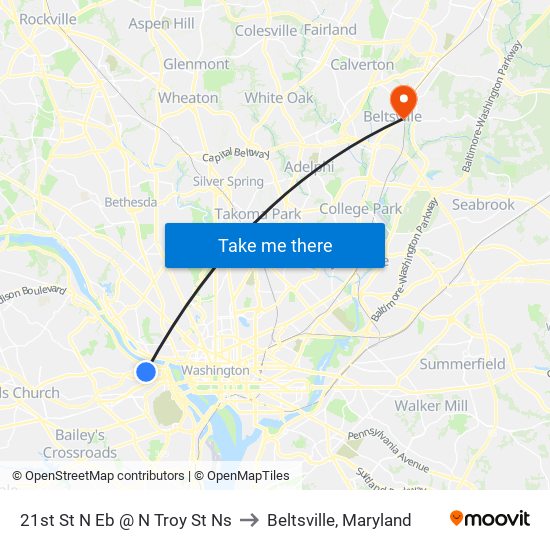 21st St N Eb @ N Troy St Ns to Beltsville, Maryland map