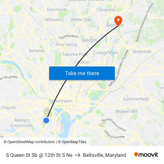 S Queen St Sb @ 12th St S Ns to Beltsville, Maryland map