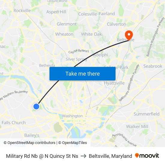 Military Rd Nb @ N Quincy St Ns to Beltsville, Maryland map