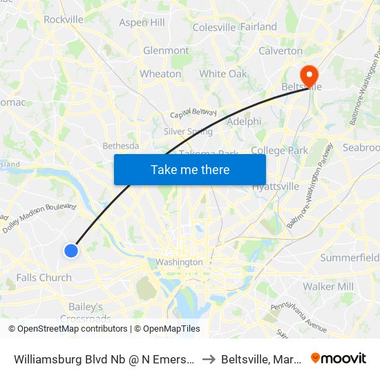 Williamsburg Blvd Nb @ N Emerson St Ns to Beltsville, Maryland map