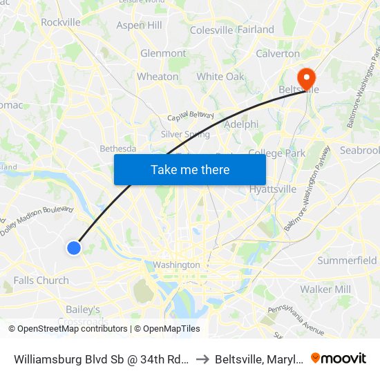 Williamsburg Blvd Sb @ 34th Rd N Ns to Beltsville, Maryland map