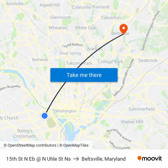 15th St N Eb @ N Uhle St Ns to Beltsville, Maryland map