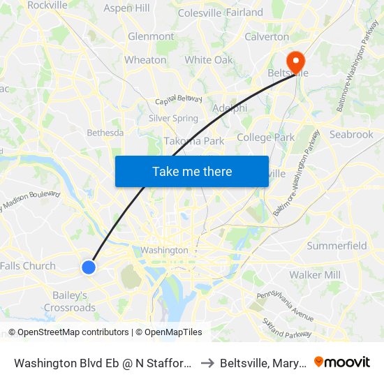 Washington Blvd Eb @ N Stafford St FS to Beltsville, Maryland map