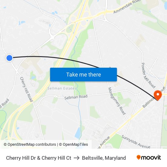 Cherry Hill Dr & Cherry Hill Ct to Beltsville, Maryland map