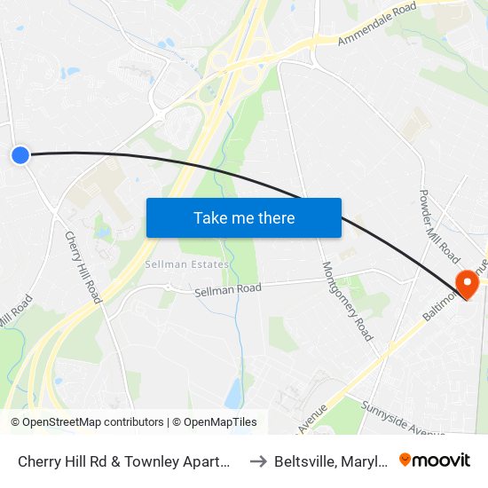 Cherry Hill Rd & Townley Apartments to Beltsville, Maryland map