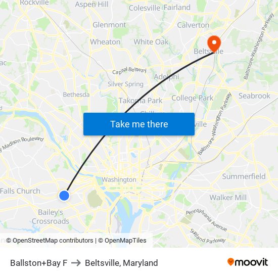 Ballston+Bay F to Beltsville, Maryland map