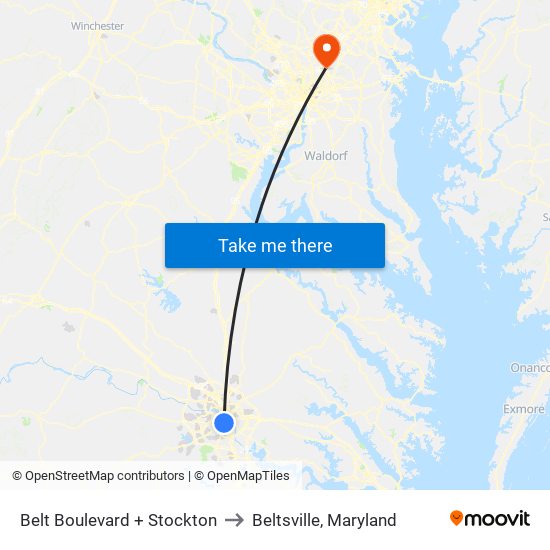 Belt Boulevard + Stockton to Beltsville, Maryland map