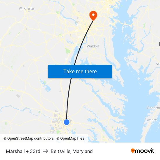 Marshall + 33rd to Beltsville, Maryland map