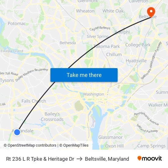 Rt 236 L R Tpke & Heritage Dr to Beltsville, Maryland map