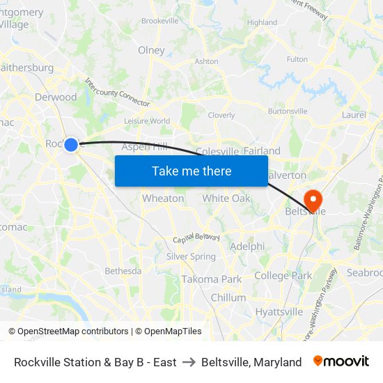 Rockville Station & Bay B - East to Beltsville, Maryland map