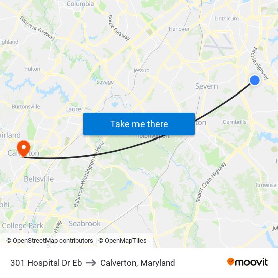 301 Hospital Dr Eb to Calverton, Maryland map
