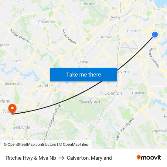 Ritchie Hwy & Mva Nb to Calverton, Maryland map