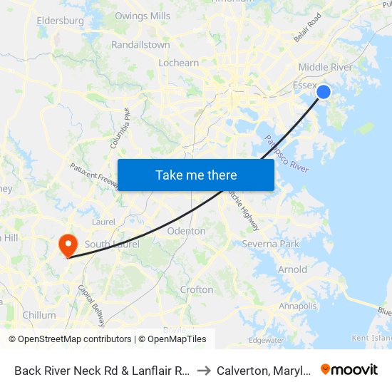 Back River Neck Rd & Lanflair Rd Sb to Calverton, Maryland map