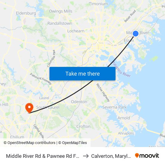 Middle River Rd & Pawnee Rd FS Nb to Calverton, Maryland map