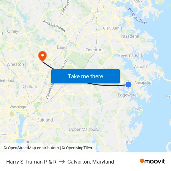 Harry S Truman P & R to Calverton, Maryland map