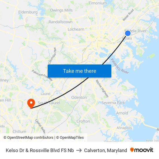 Kelso Dr & Rossville Blvd FS Nb to Calverton, Maryland map