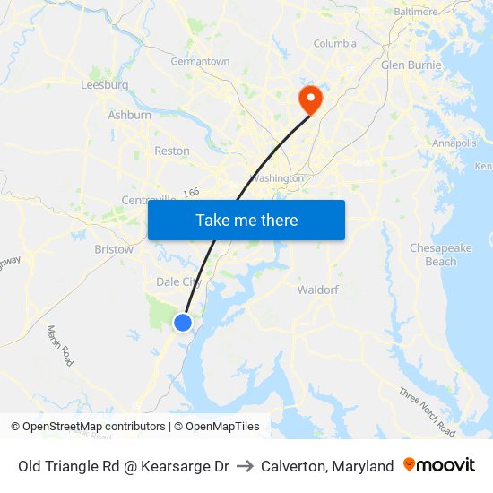 Old Triangle Rd @ Kearsarge Dr to Calverton, Maryland map