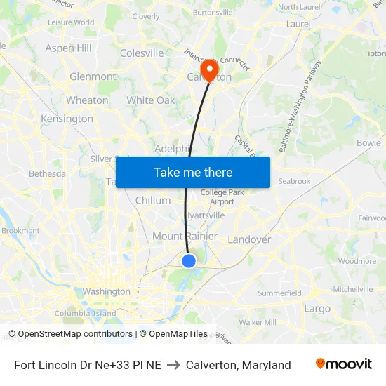 Fort Lincoln Dr Ne+33 Pl NE to Calverton, Maryland map