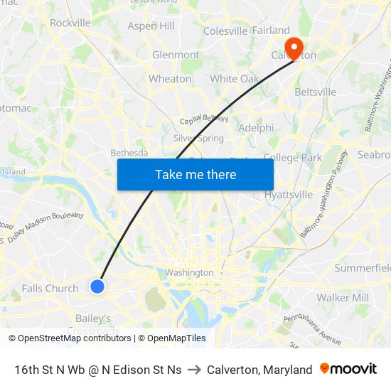 16th St N Wb @ N Edison St Ns to Calverton, Maryland map